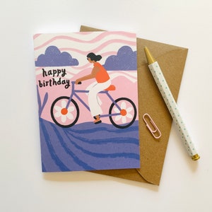 Cartão de feliz aniversário para passeio de bicicleta