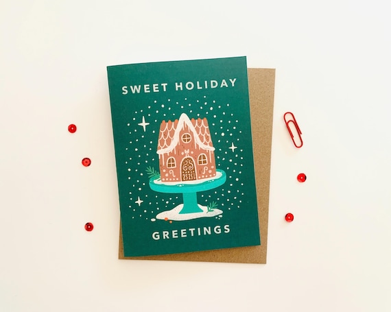 Tarjeta De Navidad Personalizada "Amigos En Nuevo Hogar" – Hecha A Mano – Casa De Jengibre (Marvello)