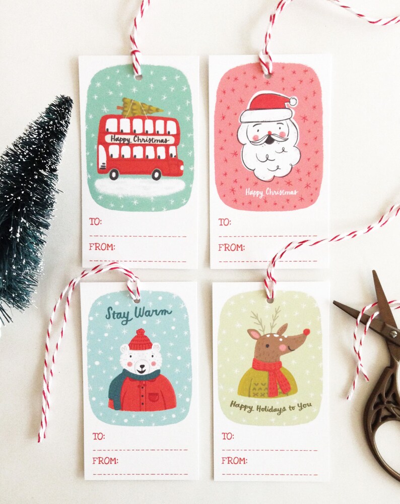 Happy Christmas Printable Gift Tags Instant Download - Etsy