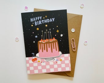 Happy Birthday Spacey Cake Card