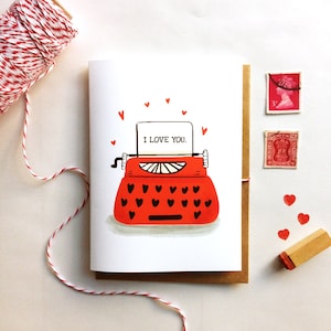 Typewriter Karte - personalisierbar: I Love You, etc
