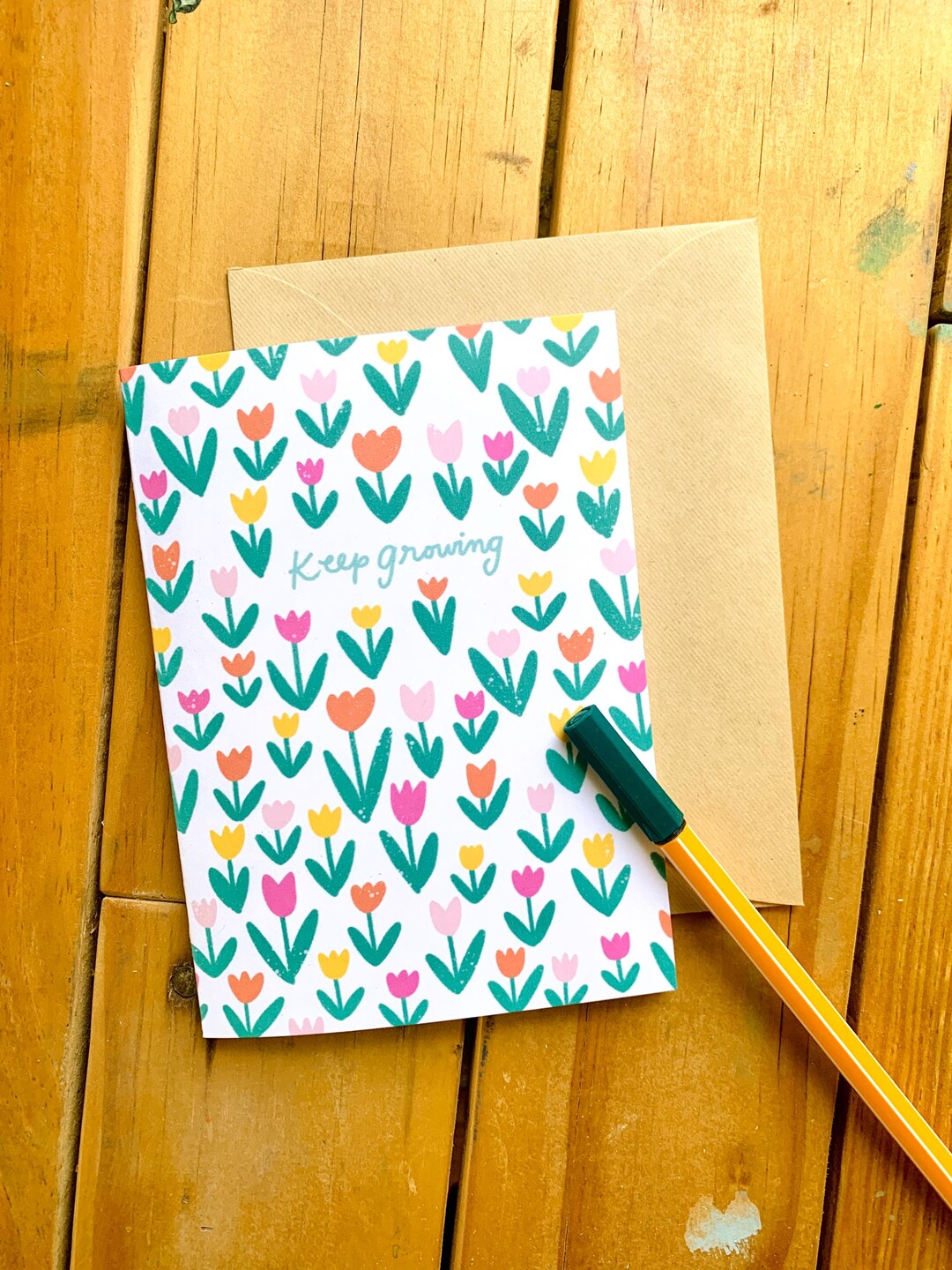 Keep Growing- Spring Tulips Greeting Card - Etsy
