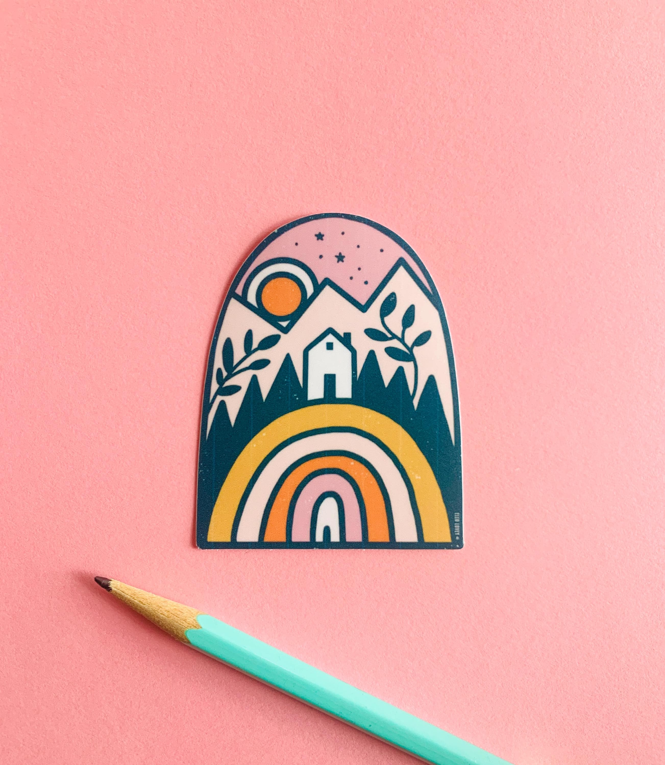 Rainbow Home nas Montanhas - Adesivo de Vinil