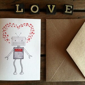 Liefdeskaart robot - aquarel