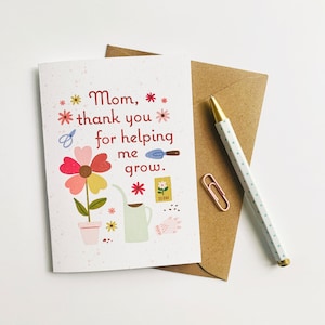 Maman, Carte Merci de m'avoir aidé à grandir - Fête des Mères
