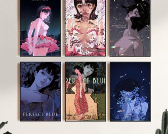 Blauwe filmposter, animecanvasprint, kamerdecoratie