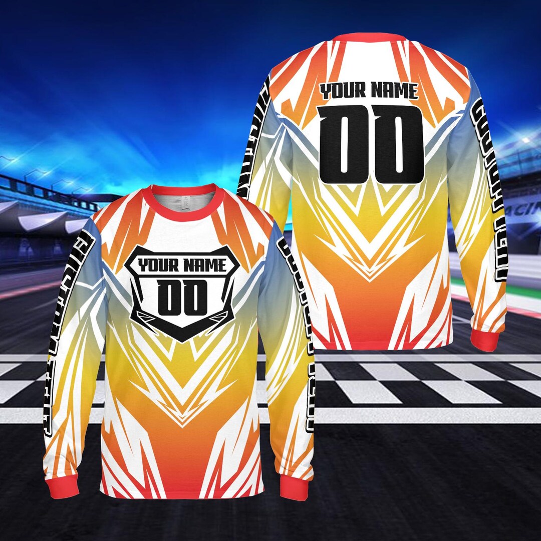 Customizable Racing Shirts Custom Racing Long Sleeve Shirt, Personalized Name Number Motocross ...