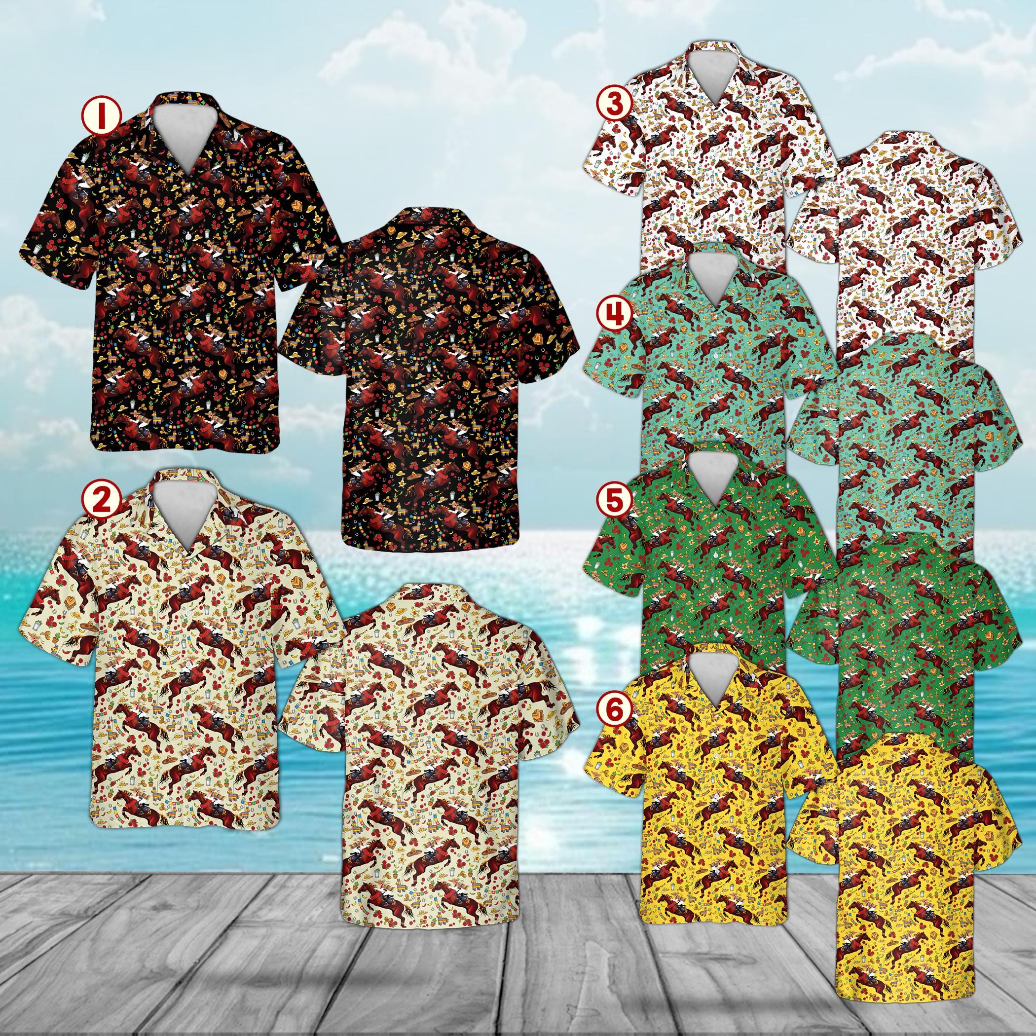 Discover Derby de Mayo Hawaiian Shirt, Black Horse Racing Action Aloha Top, Funny Cinco de Mayo Jockey Shirt, Equestrian Festival Party Gift