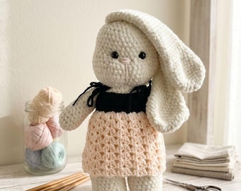 Patrón de conejito a crochet en PDF, patrón de conejito amigurumi, patrón de conejo a crochet, patrón de traje de conejito, juguete de conejito de peluche, ideal para principiantes.