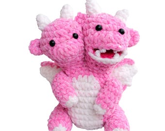 Patrón de crochet de dragón de dos caras para regalo de San Valentín, amigurumi de dos cabezas (PDF)
