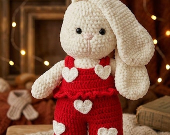 Patrón de conejito a crochet en PDF, patrón de conejito amigurumi, patrón de conejo a crochet, juguete de conejito de peluche, apto para principiantes, conejito de Pascua a crochet, PDF