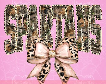 Spartans PNG, Camo Leopard Bow Mascot Shirt Design, School Spirit PNG, Game Day Sublimation File