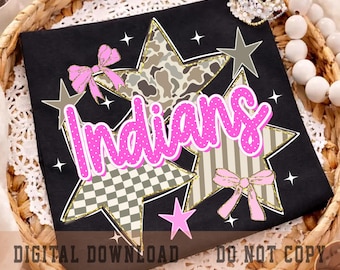 Indians PNG, Pink Polka Dot Indians Shirt Design, School Spirit PNG, Game Day Sublimation File