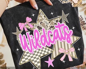 Wildcats PNG, Pink Polka Dot Wildcats Shirt Design, School Spirit PNG, Game Day Sublimation File