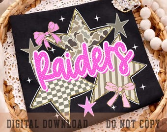 Raiders PNG, Pink Polka Dot Raiders Shirt Design, Schulgeist PNG, Spieltag Sublimationsdatei