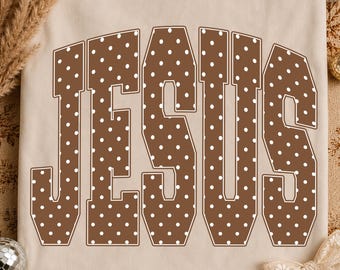 Jesus PNG, Neutral Polka Dot Jesus Shirt Design, Christian Sublimation PNG, Digital Download