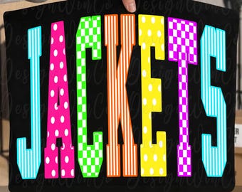 Jackets PNG, Colorful Varsity Mascot Shirt Design, School Spirit PNG, Game Day Sublimation File