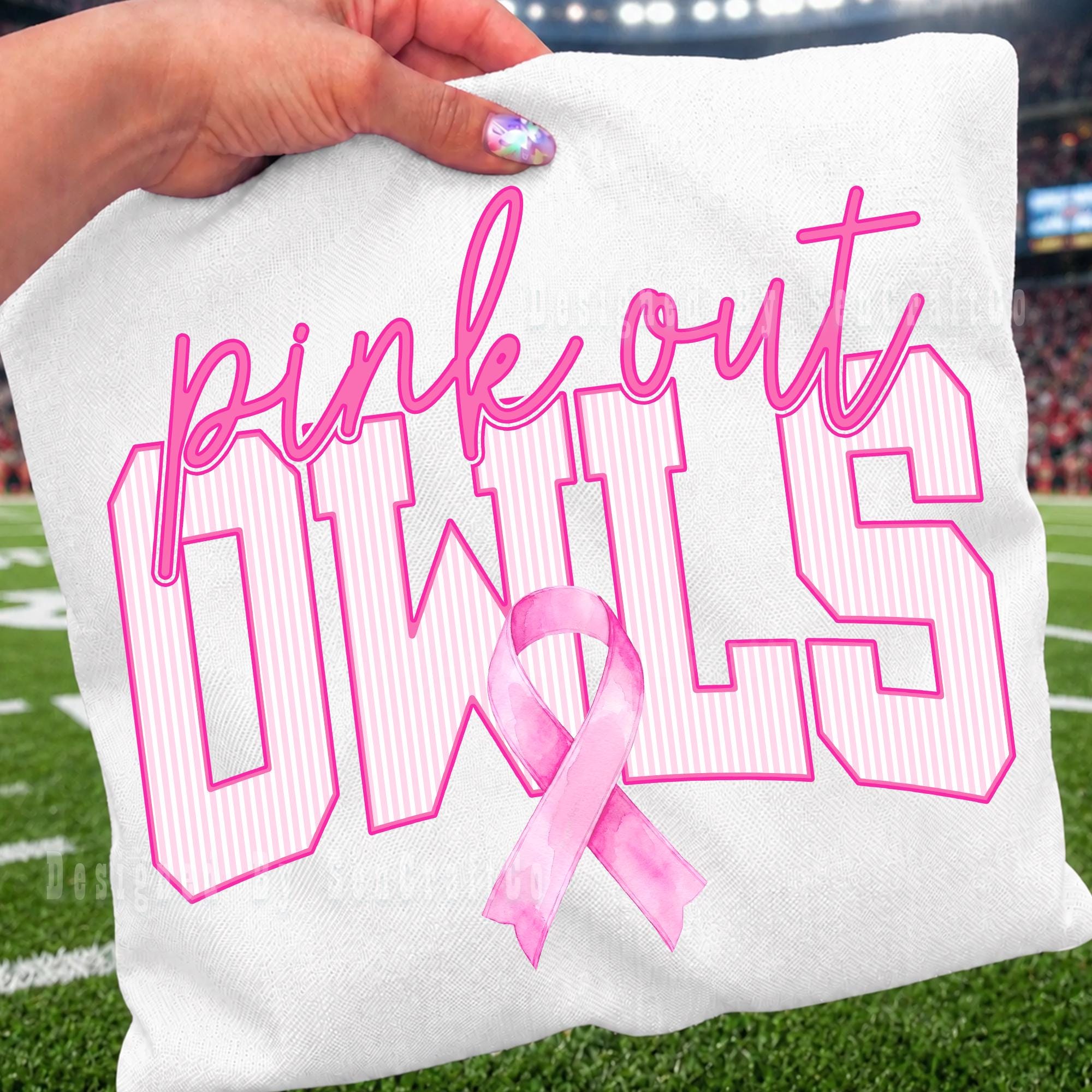 Owls Pink Out PNG, Striped Owls Mascot PNG, Breast Cancer Awareness Shirt Design, Game Day Sublimati
