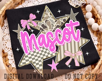 Benutzerdefiniertes Maskottchen PNG, rosa Polka Dot Maskottchen-Shirt Design, Schulgeist PNG, Spieltag Sublimationsdatei
