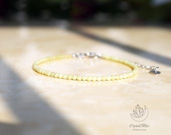 Sierlijke natuurlijke citroenjade kristallen armband voor vrouwen, minimalistische citroenjade vreugde positiviteit kalm emotioneel evenwicht kristallen sieraden armband