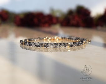 Sierlijke natuurlijke toermalijnkristal chokerketting, minimalistische toermalijnkwarts dubbele energiebescherming kristallen sieradenketting