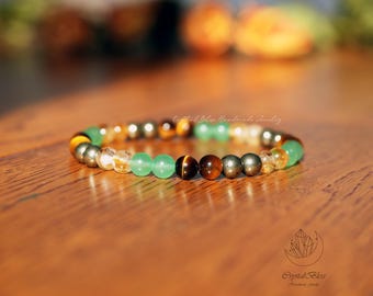 Tijgeroog Citrien Groene Aventurijn Pyriet Krachtige combinatiearmband voor geld, rijkdom Succes Vertrouwen Kans herenarmband