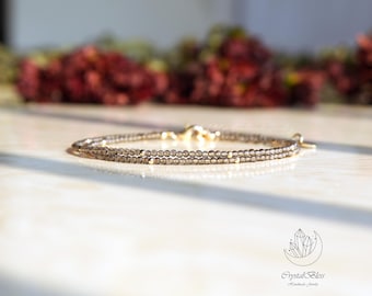 Minimalist Dainty Smoky Quartz Choker, Natural Smoky Quartz Necklace Jewelry, Grounding Stress Relief Protection Emotional Balance Necklace