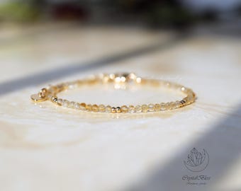 Minimalistische sierlijke citrien kristallen armband voor vrouwen, natuurlijke citrien overvloed succes vertrouwen vreugde kristallen armband sieraden cadeau voor haar