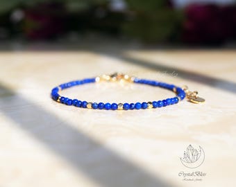 Sierlijke lapis lazuli-kristallen armband, minimalistische natuurlijke lapis lazuli wijsheid expressie armband sieraden, innerlijke kracht kristallen armband