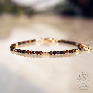 Braccialetto Con Occhio Di Tigre 10mm - Pietra Naturale, Regolabile, Corda Intrecciata - Portafortuna Per Yoga E Meditazione (Uomo/Donna)