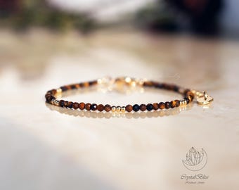 Minimalistische sierlijke tijgeroog kristallen armband, natuurlijke tijgeroog moed armbandsieraden, emotionele balans bescherming kristallen armband