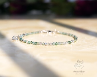 Sierlijke echte mosagaatkristalarmband voor vrouwen, groeigenezing evenwicht nieuw begin mosagaat kristallen sieraden armband cadeau voor haar