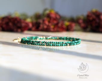 Sierlijke minimalistische malachietkristal choker ketting, natuurlijk malachiet krachtige transformatie bescherming emotionele genezing kristallen sieraden