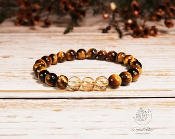 Aangepaste tijgeroog citrien herenarmband, succes Abundance Protection-armband voor heren, citrien tijgeroog Power Prosperity-armband voor heren