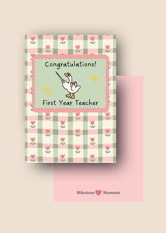 First Year Teacher Card, Congratulations Gift, New Teacher Graduation (Digital Download)