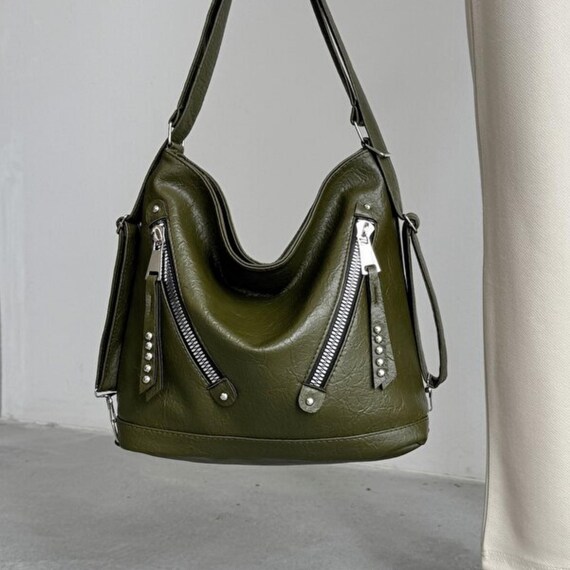 Olive Leather Multi Backpack Bags | Olive Leather Multi Backpack | Poshmark main image 3