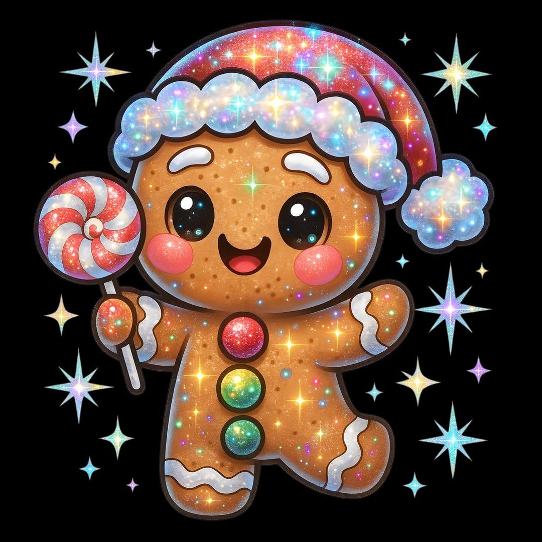 Cute Sparkling Gingerbread Pattern PNG Image, Christmas Gingerbread ...