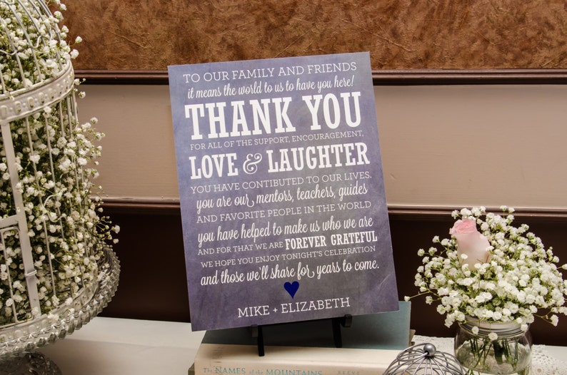 Chalkboard Wedding Thank You Board Printable File Etsy