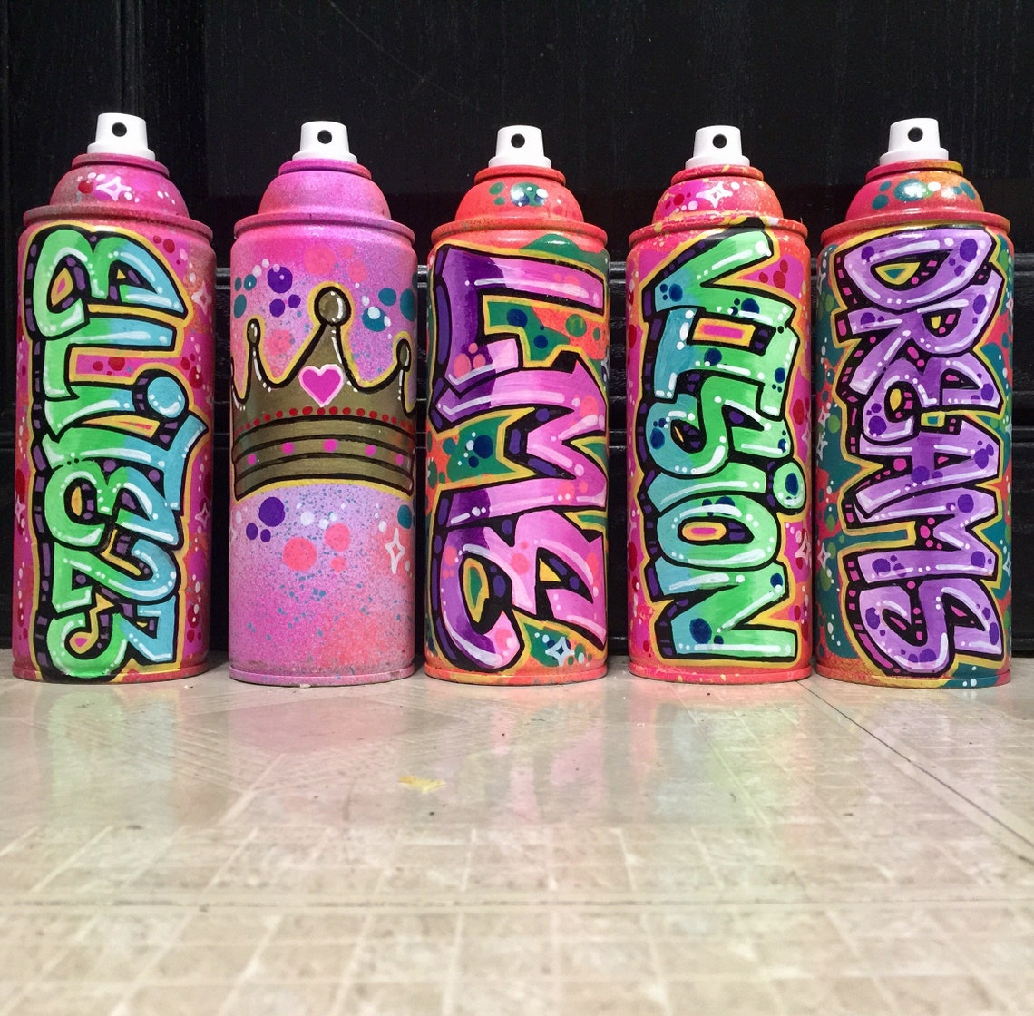 5 Personalized Graffiti Spray Paint Cans Etsy