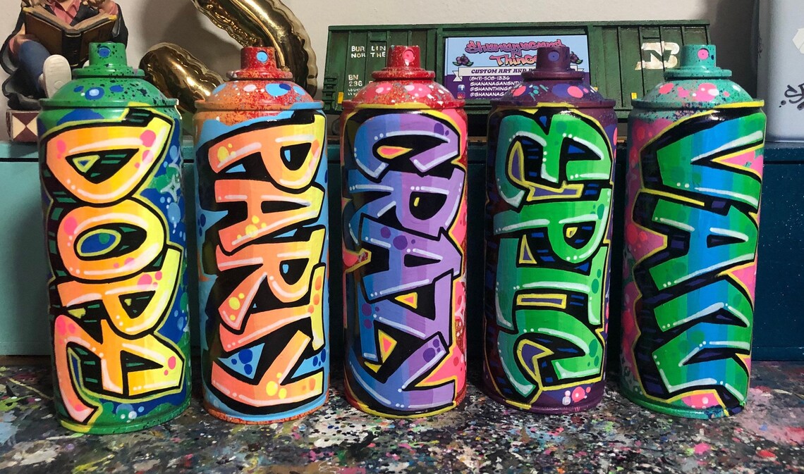 5 Personalized Graffiti Spray Paint Cans - Etsy