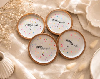 Kork Untersetzer „Herzensmensch“, Gift für Lieblingsmensch, Bunte Herz Untersetzer, Tassenuntersetzer, Gift Freundin, Mama, Kollegin