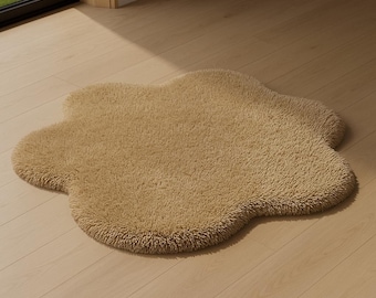 Hand Tufted Plush Cloud Shape Organic Floor Rug - Soft Wool 4x4 6x6 Area Rug Ideal For House Warming & Home Decor