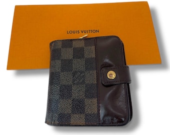 Authentic Louis Vuitton Damier Ebene Compact Wallet – Vintage – Touch-Up Restoration
