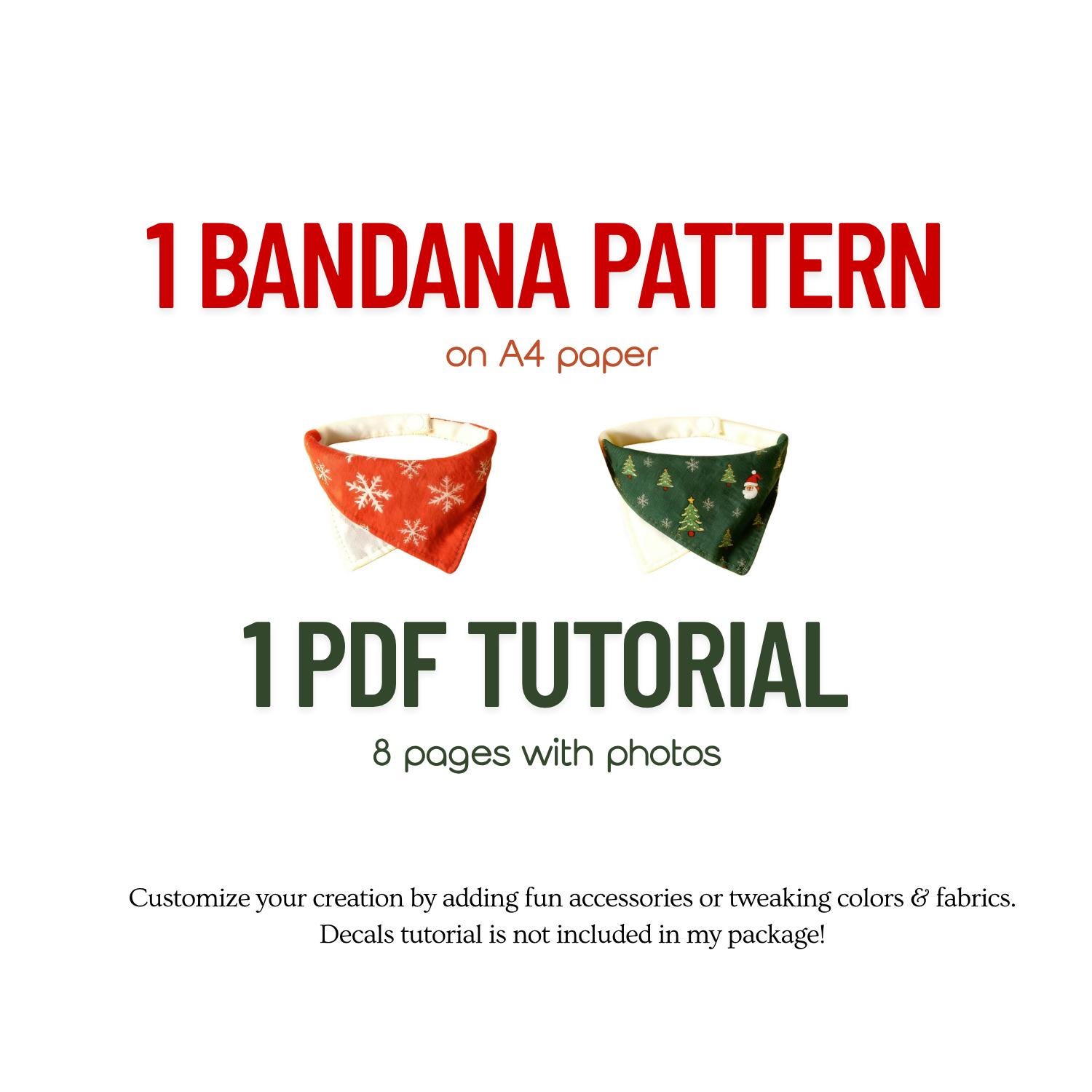 Bib Pattern Cat Easy Sewing Pattern - Cats and Dogs Bandana Bibs, Personalized Gift for ...