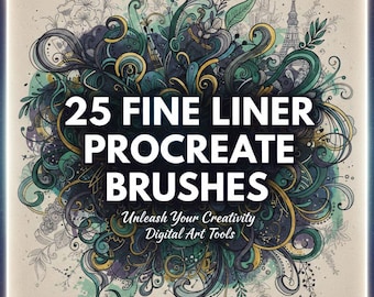 25 Fine Liner Brushes für Procreate, Clean Line Art, Inking & Sketching Brush Set für iPad Digitale Illustration, Zeichenpinsel Pack