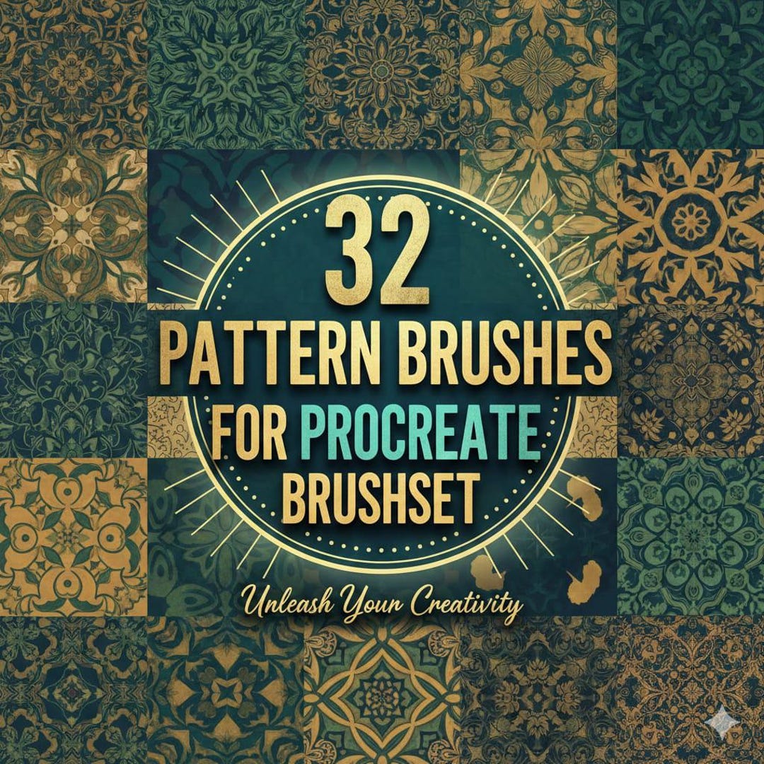 32 Pattern Brushes for Procreate, Seamless Pattern Brush Set, Procreate ...