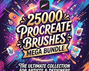 25000+ Procreate Pinsel Mega Bundle, ultimatives Pinselpaket zum Zeichnen, Malen, Texturieren, Einfärben und Effekte, iPad Procreate Pinselset
