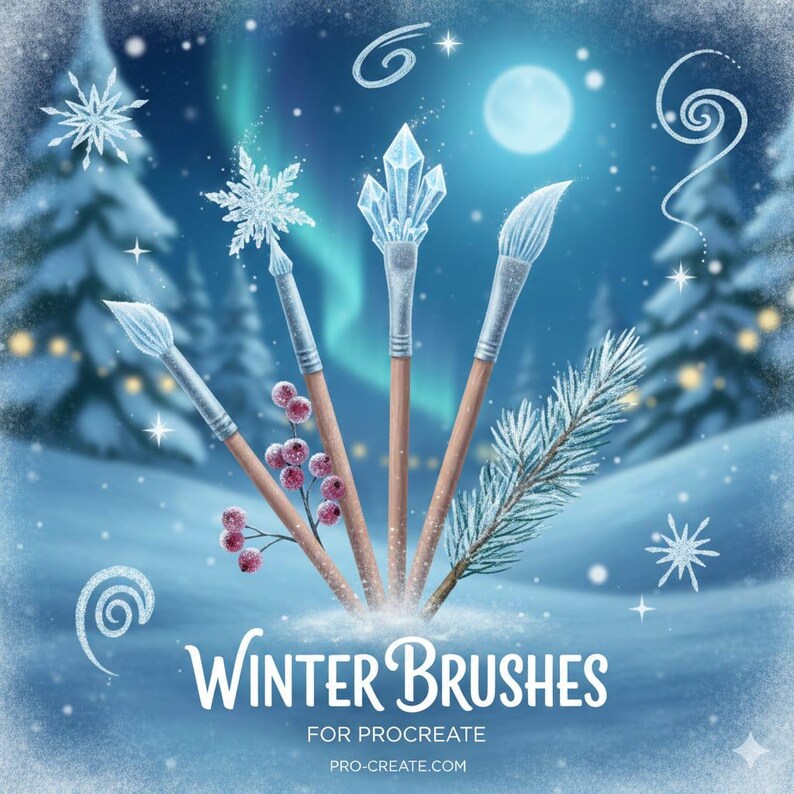 Procreate Winter Brush Pack | Snowflakes, Frosted Effects & Cold ...