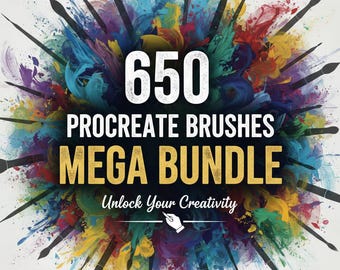 650 Procreate Brushes Mega Bundle, Ultimate iPad Drawing and Illustration Toolkit, Texture, Inking, Shading & Stamp Brushes,