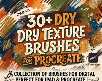 30+ Procreate Pinsel, körnige, raue, kreidefarbene Textur Pinsel, Pinsel, Hintergrund Pinsel für iPad Procreate